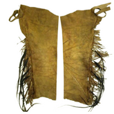 Old Antique Style Mens Tan Buckskin Suede leather Fringes Chaps / Leggings CP01
